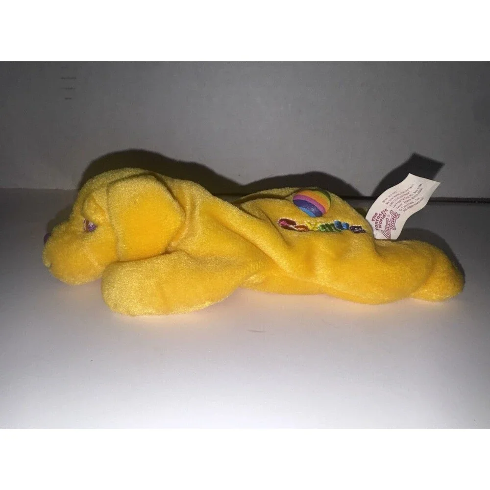 Vintage 1998 Lisa Frank Caymus Yellow Puppy Dog Fantastic Beans Plush 8”
